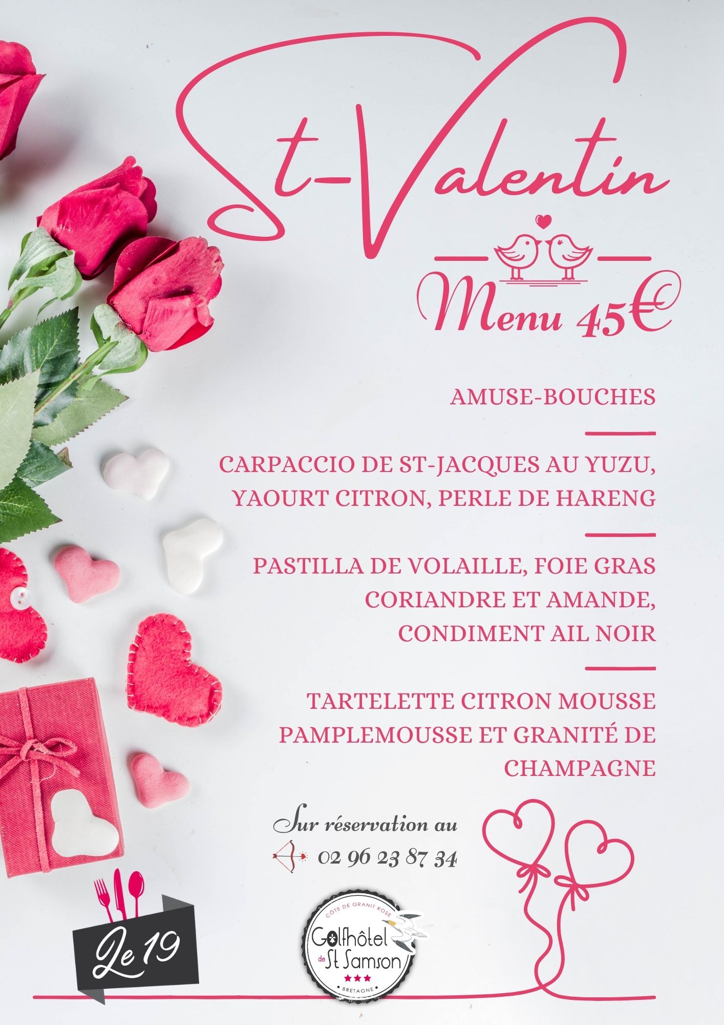 Golf De Saint Samson Golf Hotel Pleumeur Bodou Menu St Valentin